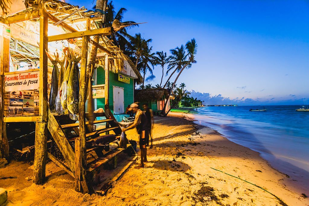 Caribbean, tourist fishing-cruise stand