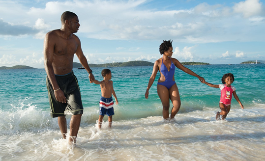 Couple & Kids having fun on a beach