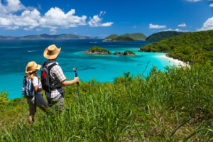 Couple island hiking